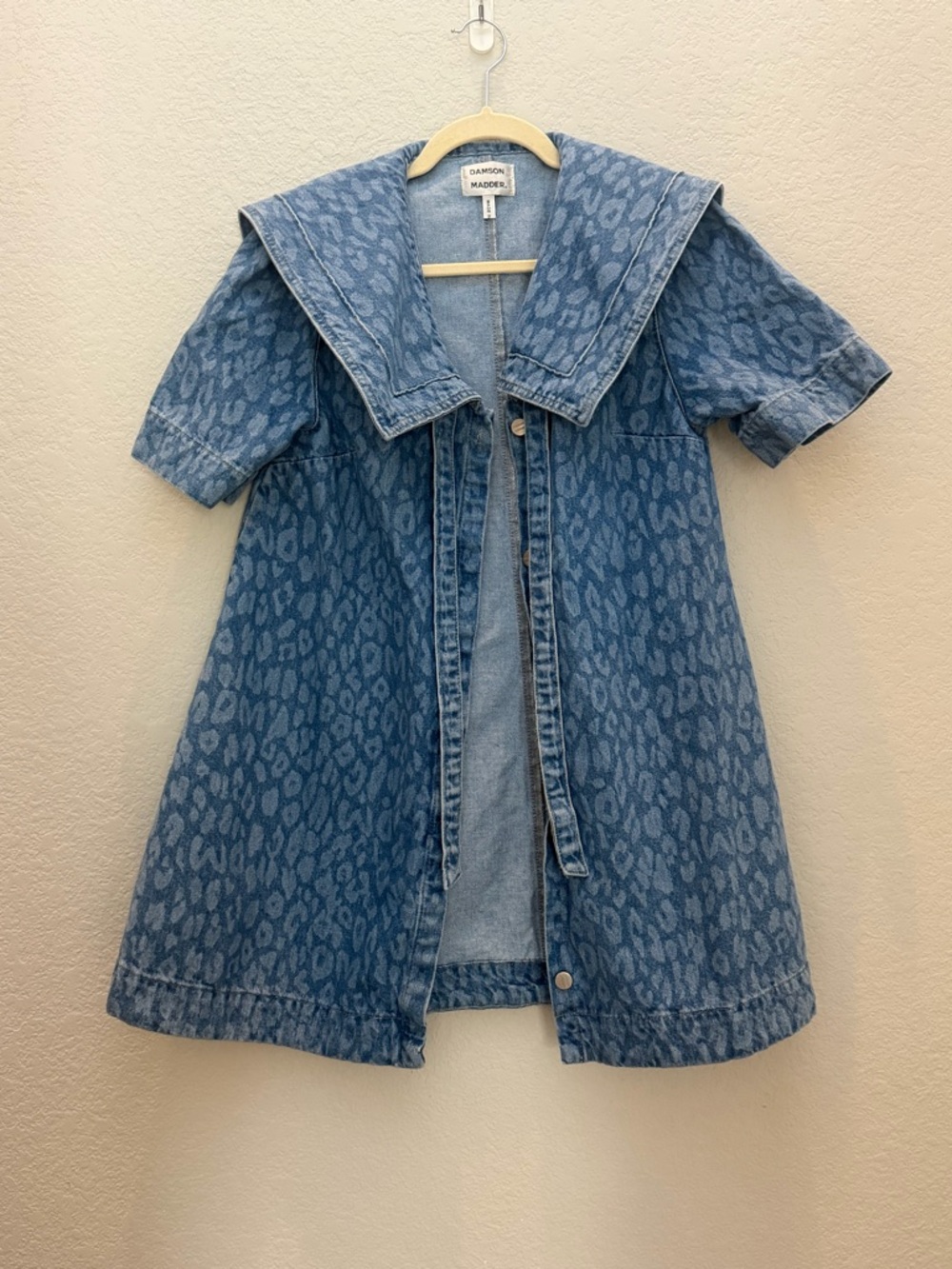 Damson Madder Goldie Leopard Laster Denim A-Line Dress Size 12 - Picture 2 of 8